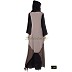 Front open Abaya- Grey | Black-Brown Combination
